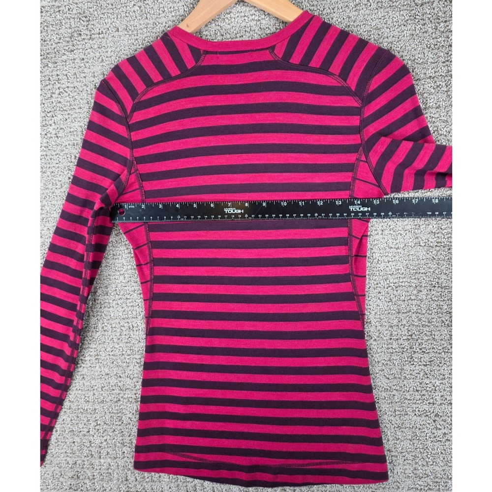 Smartwool Womens Merino Wool Striped Long Sleeve Base Layer Top Pink Purple M - Picture 10 of 11